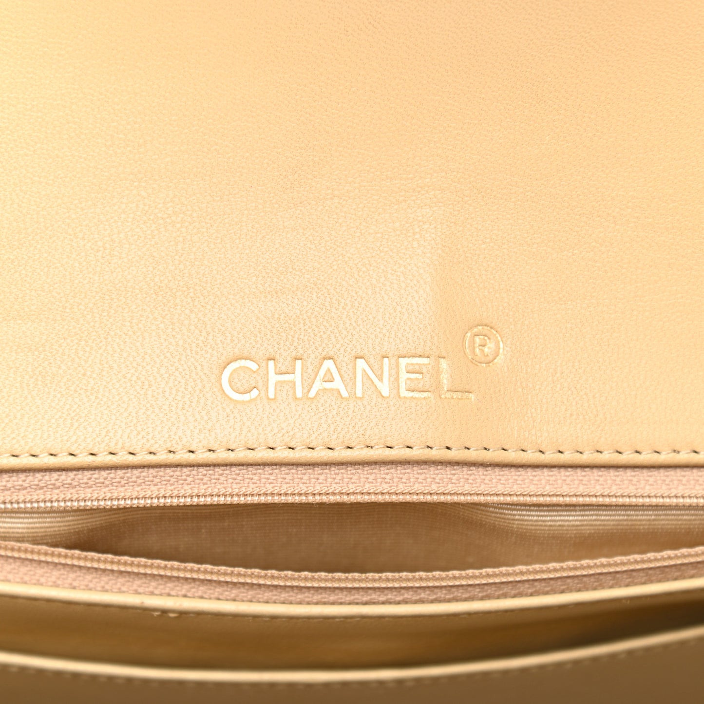 Lambskin Quilted Small Single Flap Beige