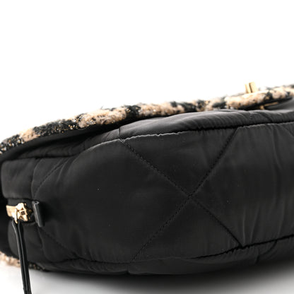 Chanel Wool Tweed Nylon Quilted Flap Bag Beige Black 9 of 10