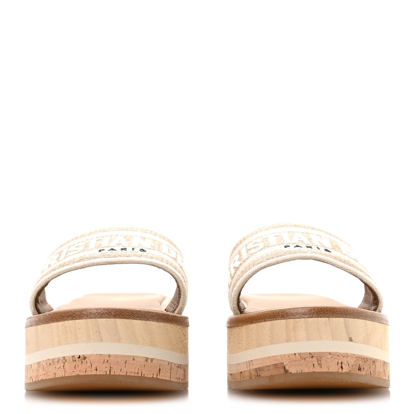 Raffia Dioriviera Embroidered Dway Platform Slide Sandals 38.5 White