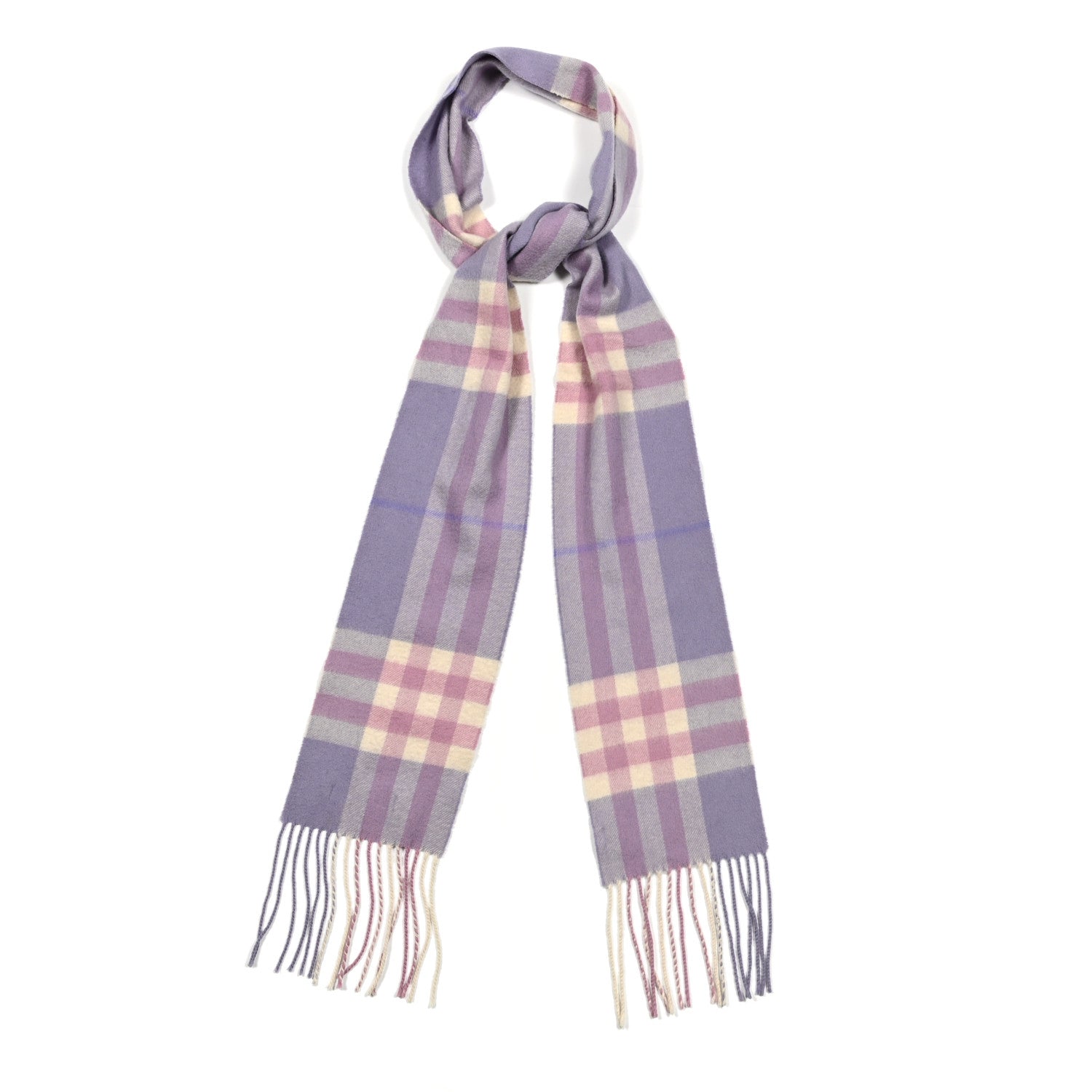 Burberry Cashmere Giant Heritage Check Fringe Scarf Pink 1 of 6