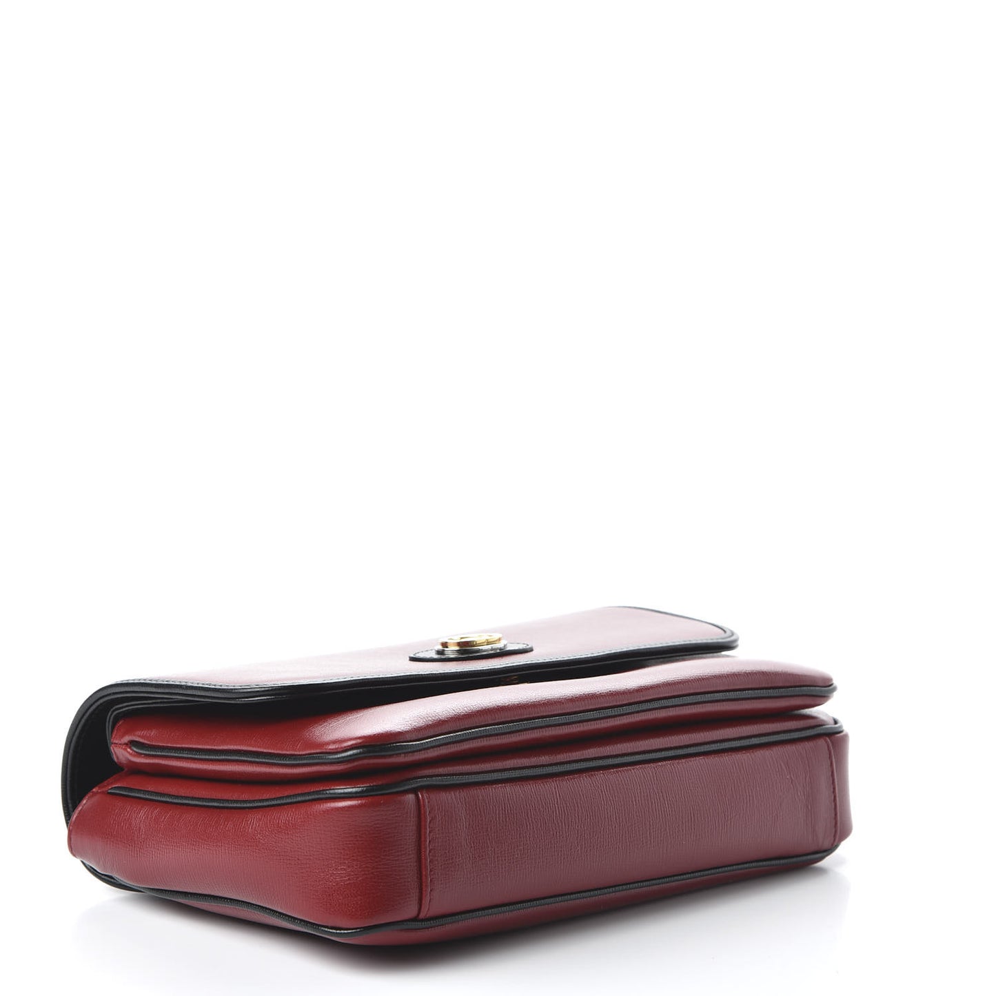 Azalea Calfskin Bi-Color Small Marina Chain Shoulder Bag New Cherry Red Black