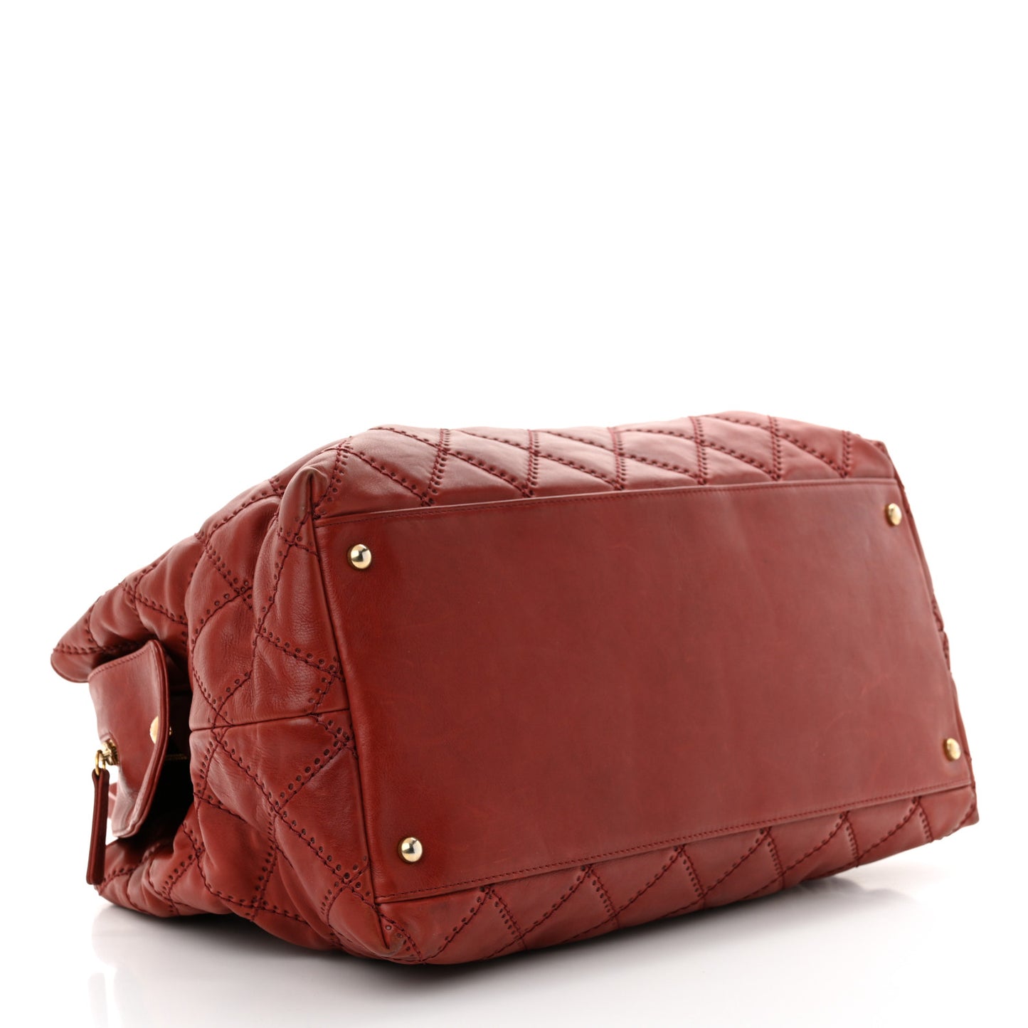 Calfskin Quilted Medium Retro Chain Tote Red