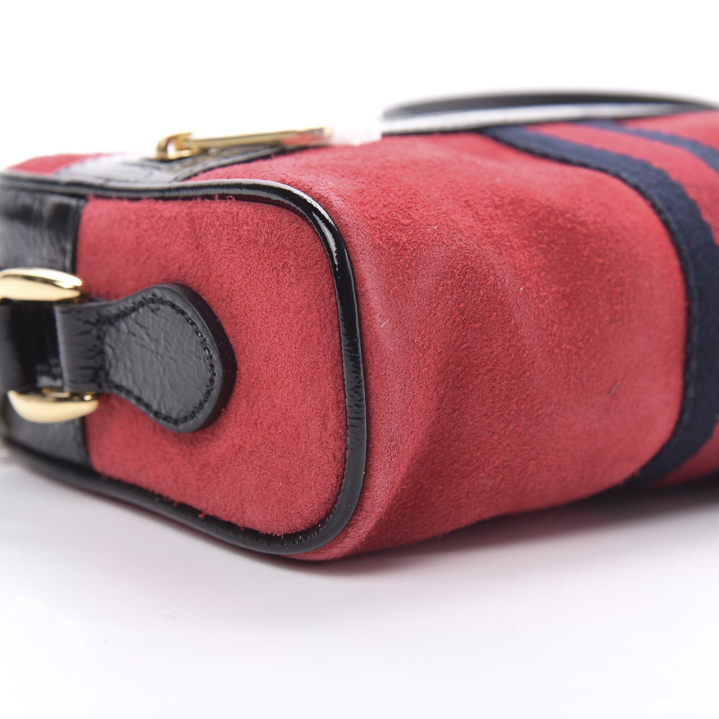 Suede Patent Web Mini Ophidia Shoulder Bag Red