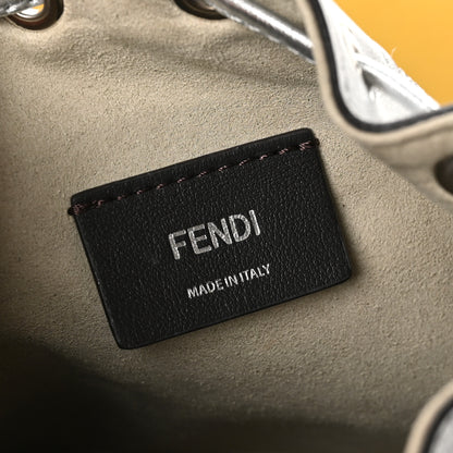 Fendi Crystal Vitello Laminato FF Mini Mon Tresor Bucket Bag Crystal Argento 8 of 11