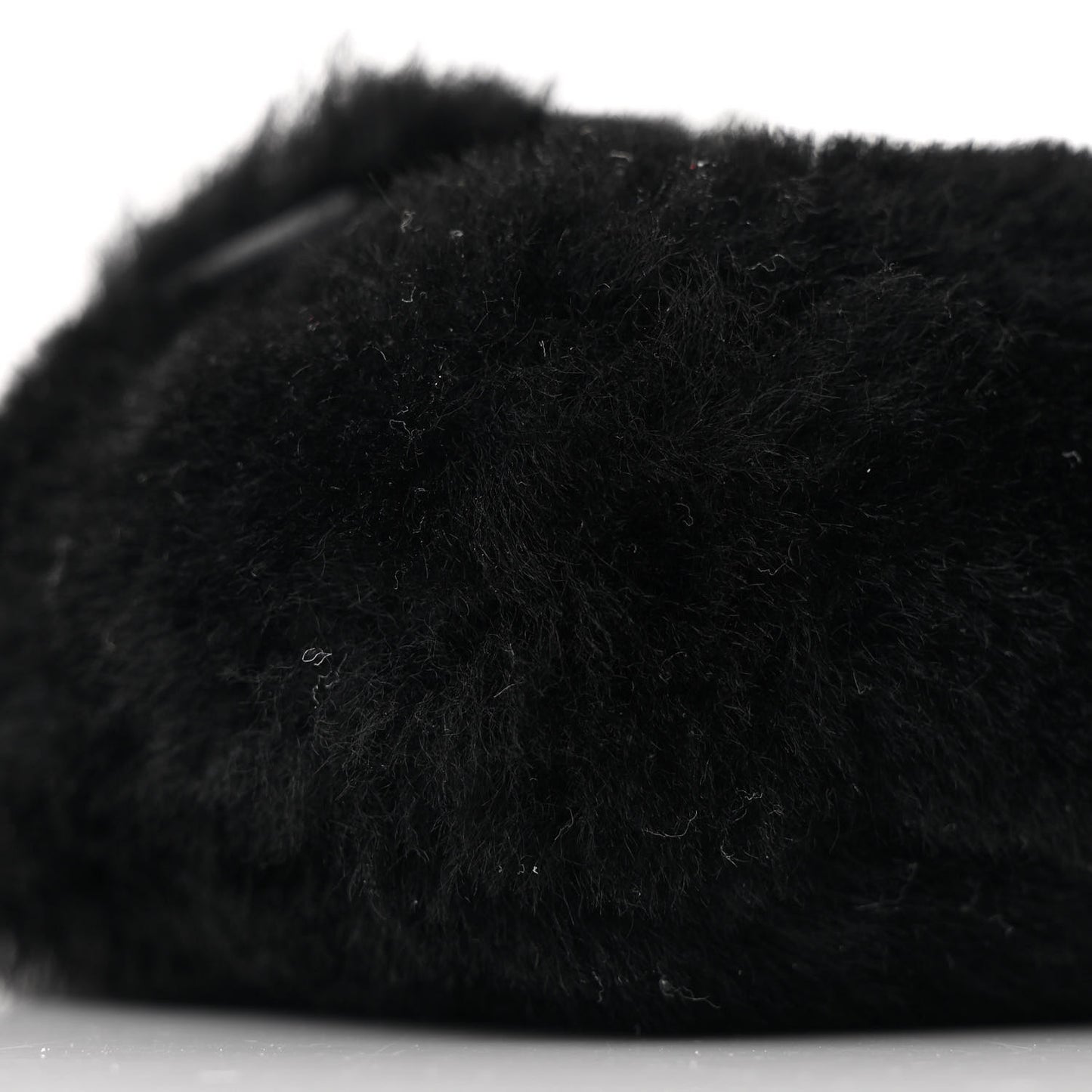 Shearling Shiny Nappa Micro Baguette Black