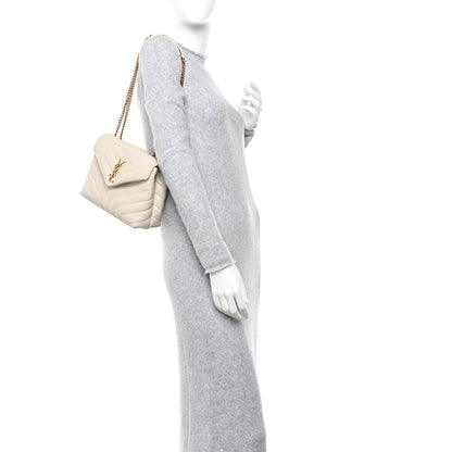 Saint Laurent Calfskin Y Quilted Monogram Small Loulou Chain Satchel Crema Soft 2 of 13