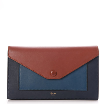 Celine Smooth Calfskin Large Multifunction Envelope Flap Clutch Metallic Blue 1 of 8
