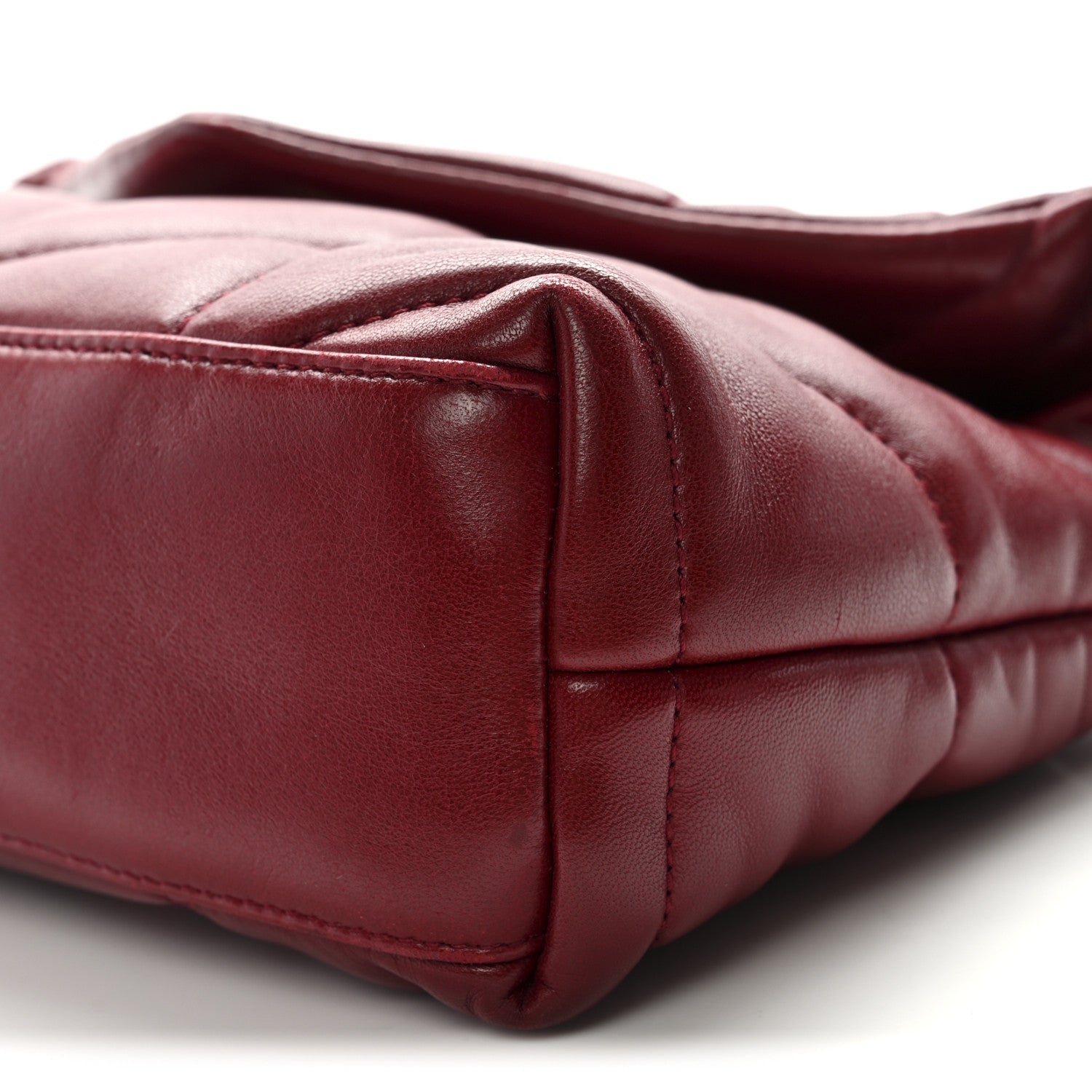 Saint Laurent Lambskin Quilted Toy Loulou Puffer Monogram Chain Satchel Red 10 of 11