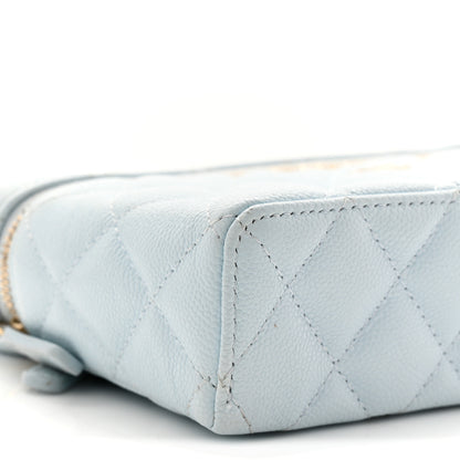 Chanel Caviar Quilted Top Handle Slim Vanity With Chain Light Blue 9 of 11