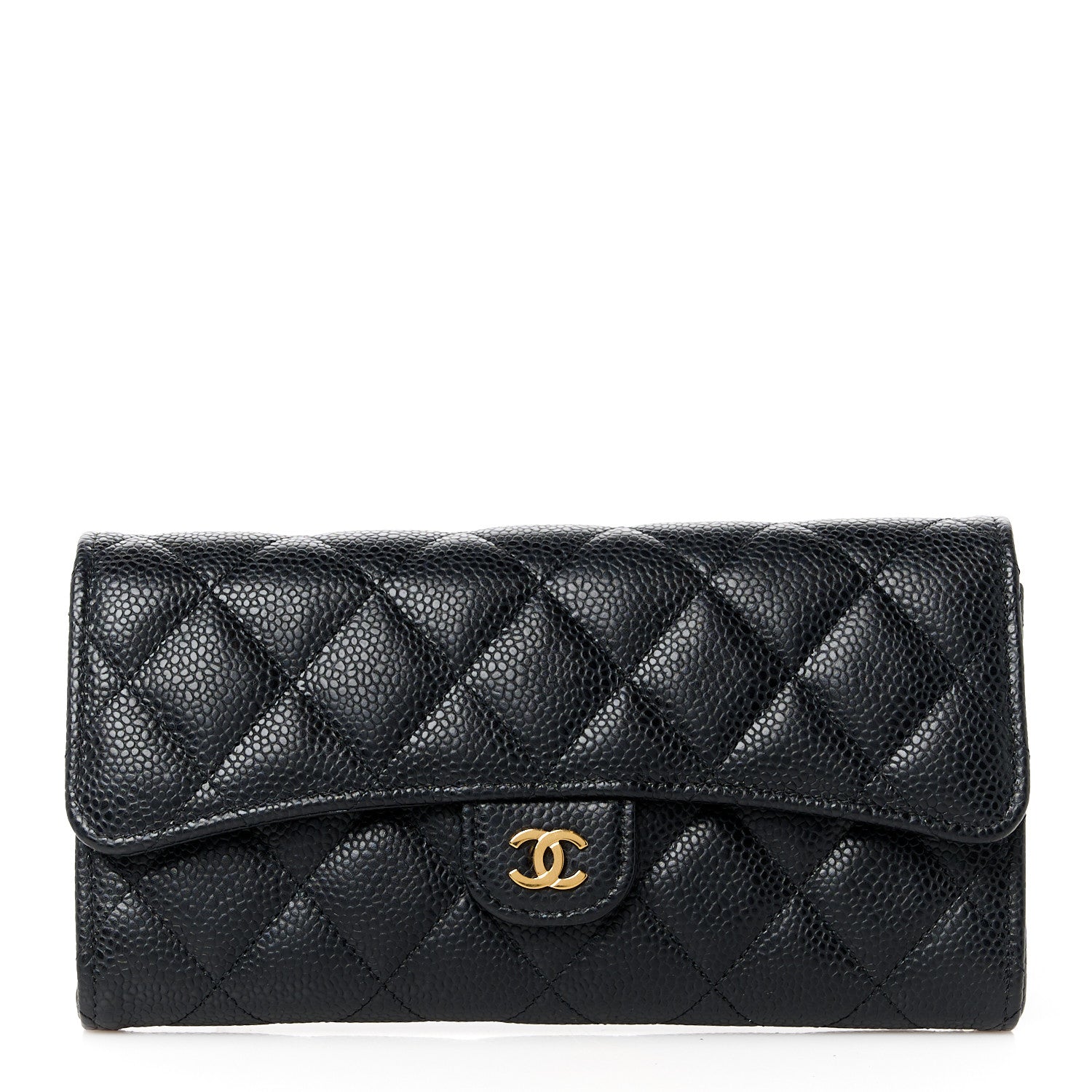 Chanel Caviar Quilted Large Gusset Flap Wallet Black 1 of 11