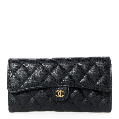 Chanel Caviar Quilted Large Gusset Flap Wallet Black 1 of 11
