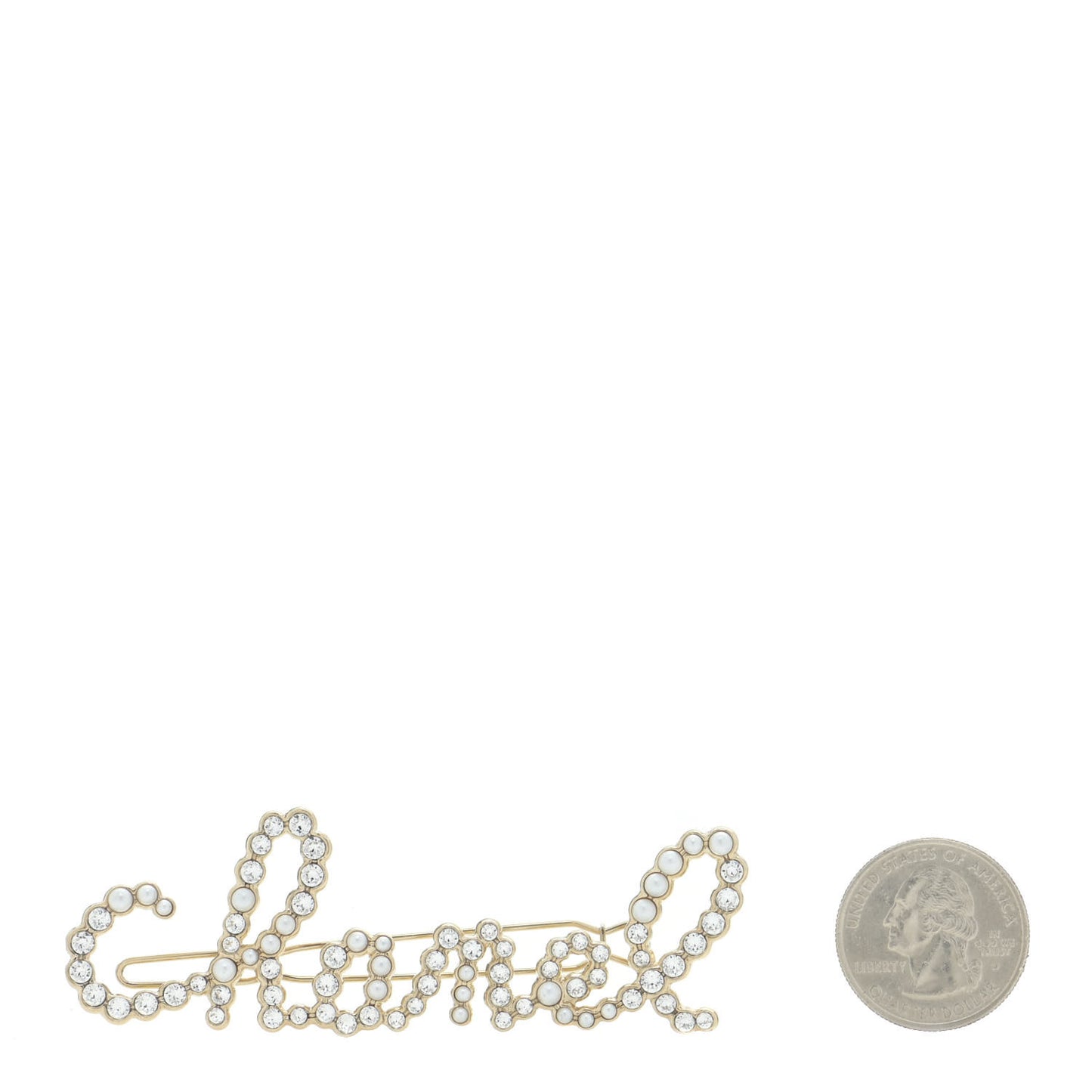 Metal Glass Swirling Pearls Hair Clip Gold