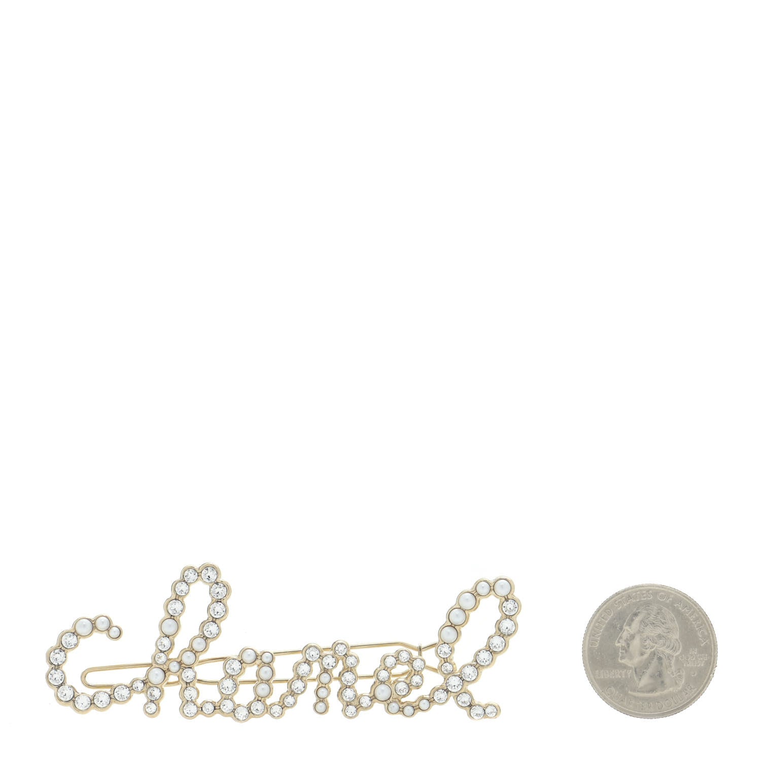 Chanel Metal Glass Swirling Pearls Hair Clip Gold 2 of 6