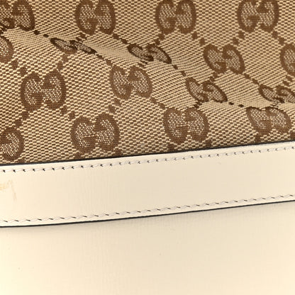 Gucci Monogram Textured Calfskin Horsebit 1955 Drawstring Bucket Bag Beige Mystic White 12 of 12