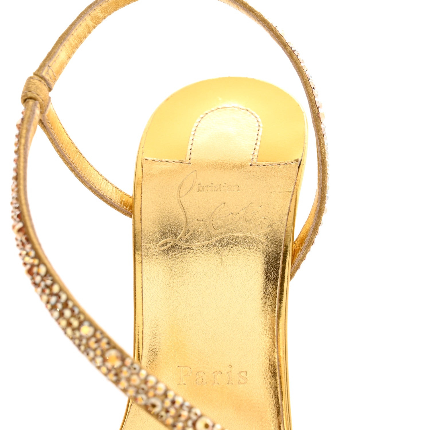 Christian Louboutin Metallic Nappa Embossed Crystal Rosalie 100 Sandals 38 Gold 7 of 8