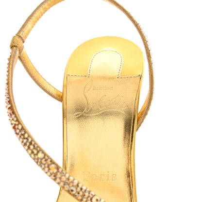 Christian Louboutin Metallic Nappa Embossed Crystal Rosalie 100 Sandals 38 Gold 7 of 8