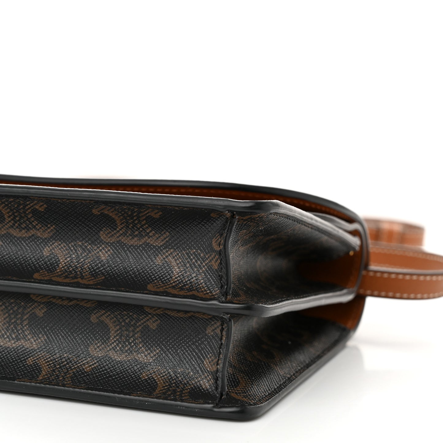 Triomphe Canvas Lambskin Wallet On Strap Tan