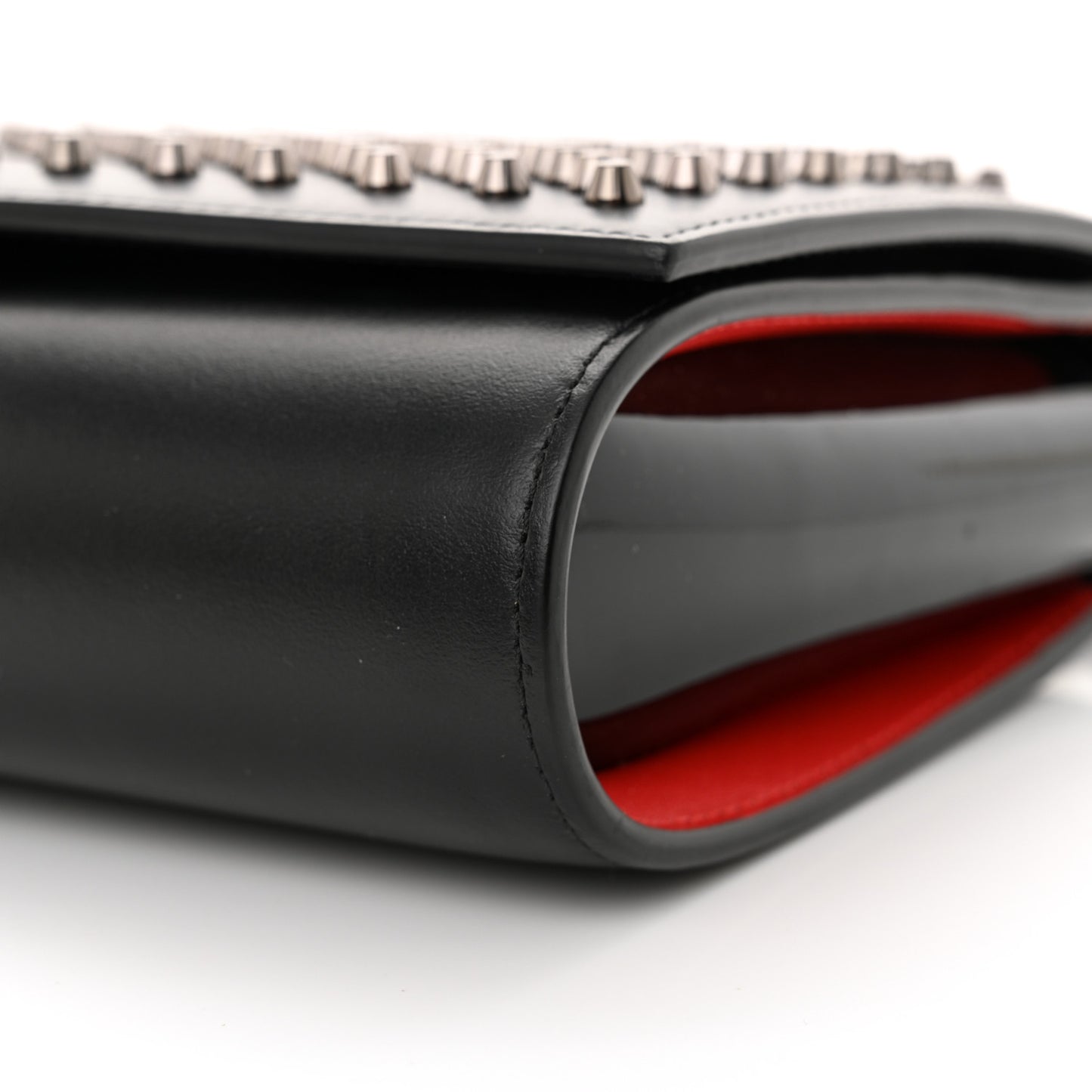 Calfskin Spikes Paloma Clutch Black Gunmetal