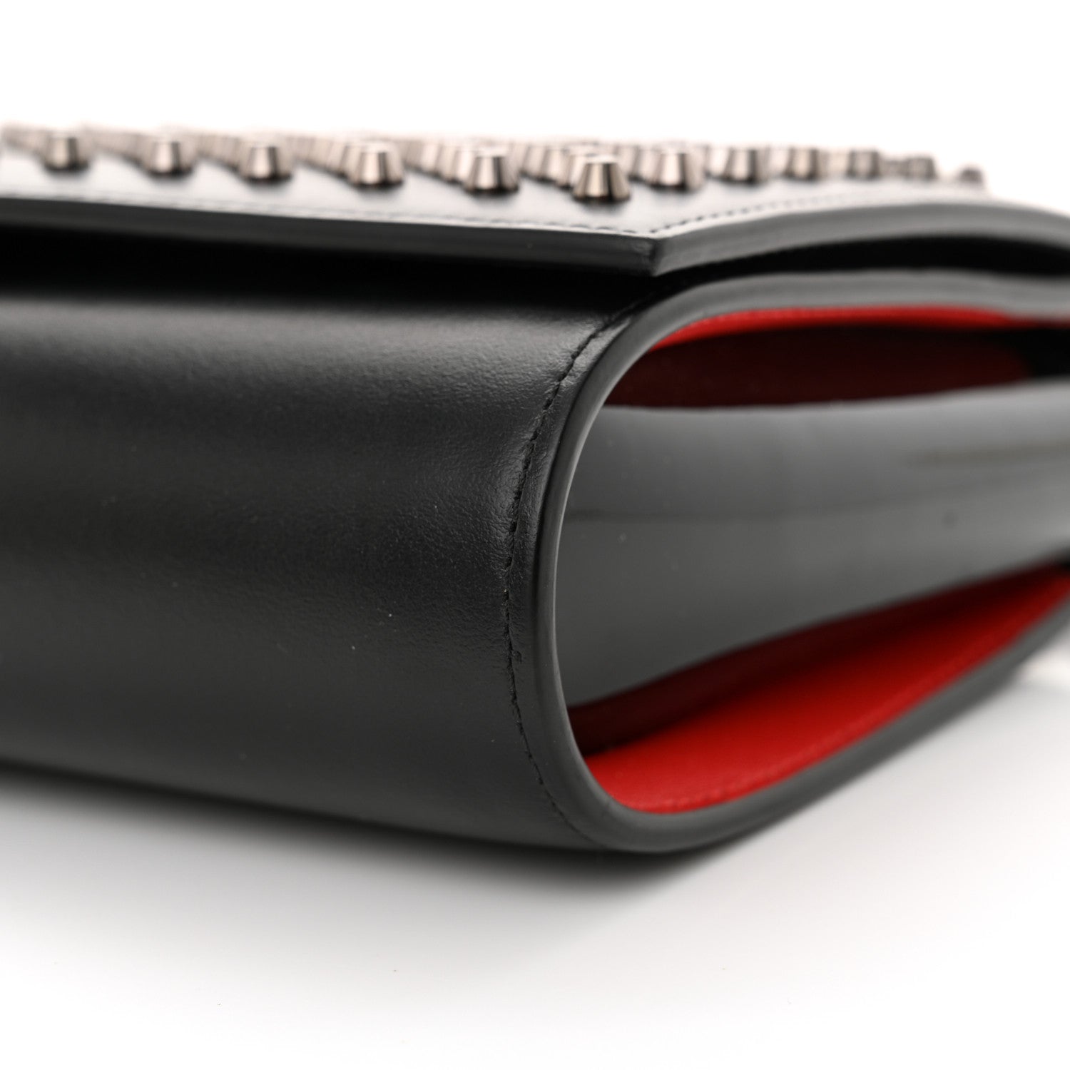 Christian Louboutin Calfskin Spikes Paloma Clutch Black Gunmetal 10 of 10