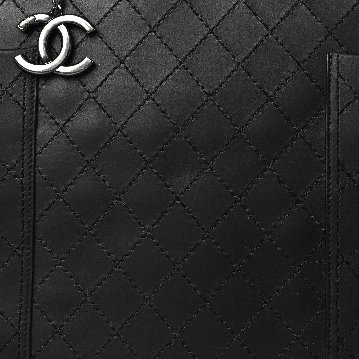 Chanel Lambskin Stitched Shopping Tote Black 8 of 10
