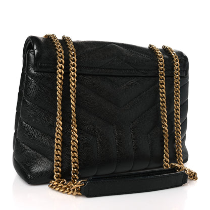 Saint Laurent Grain de Poudre Calfskin Y Quilted Monogram Small Loulou Chain Satchel Black 3 of 8