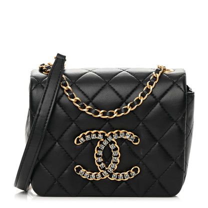 Chanel Lambskin Quilted Crystal CC Mini Flap Black 1 of 14