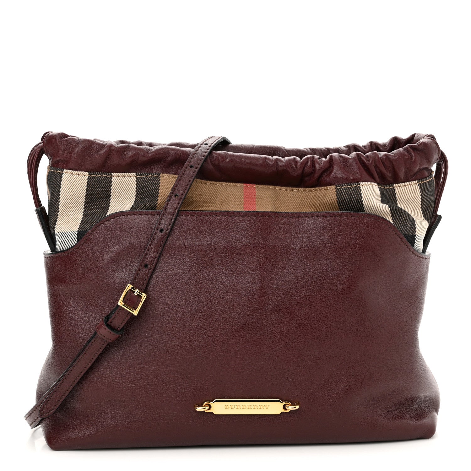 Burberry Calfskin House Check Little Crush Deep Claret 1 of 9