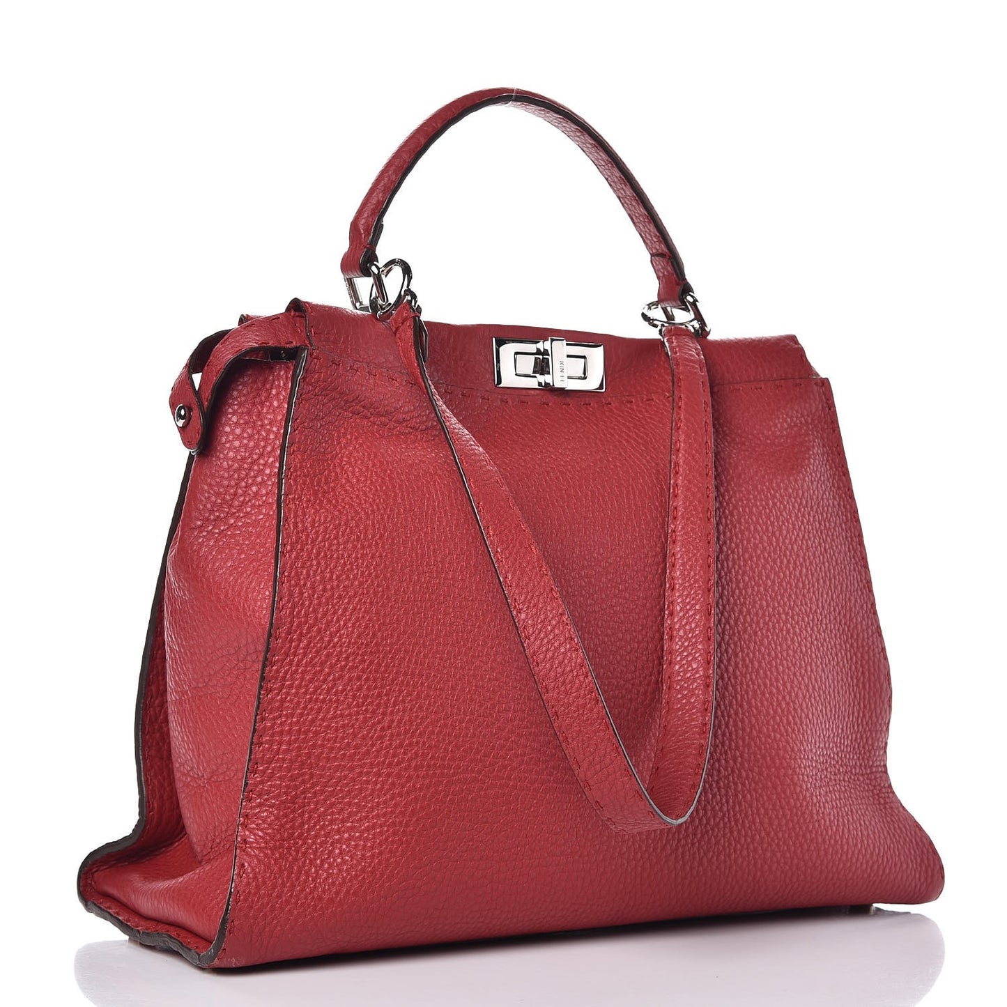 Cuoio Romano Selleria Bi-Color Large Peekaboo Iconic Satchel Rosso Latte