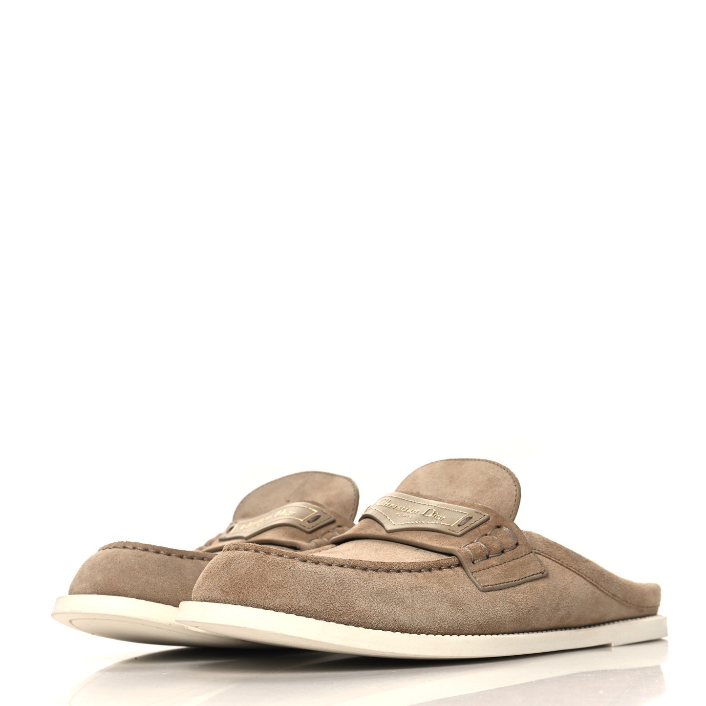 Suede Goatskin Boy Loafer Mule 39 Rope Beige