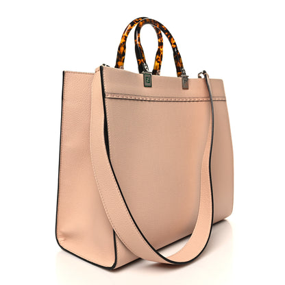 Fendi Vitello King Plexiglass Logo Embossed Medium Fendi Sunshine Shopper Tote Light Rose 3 of 13