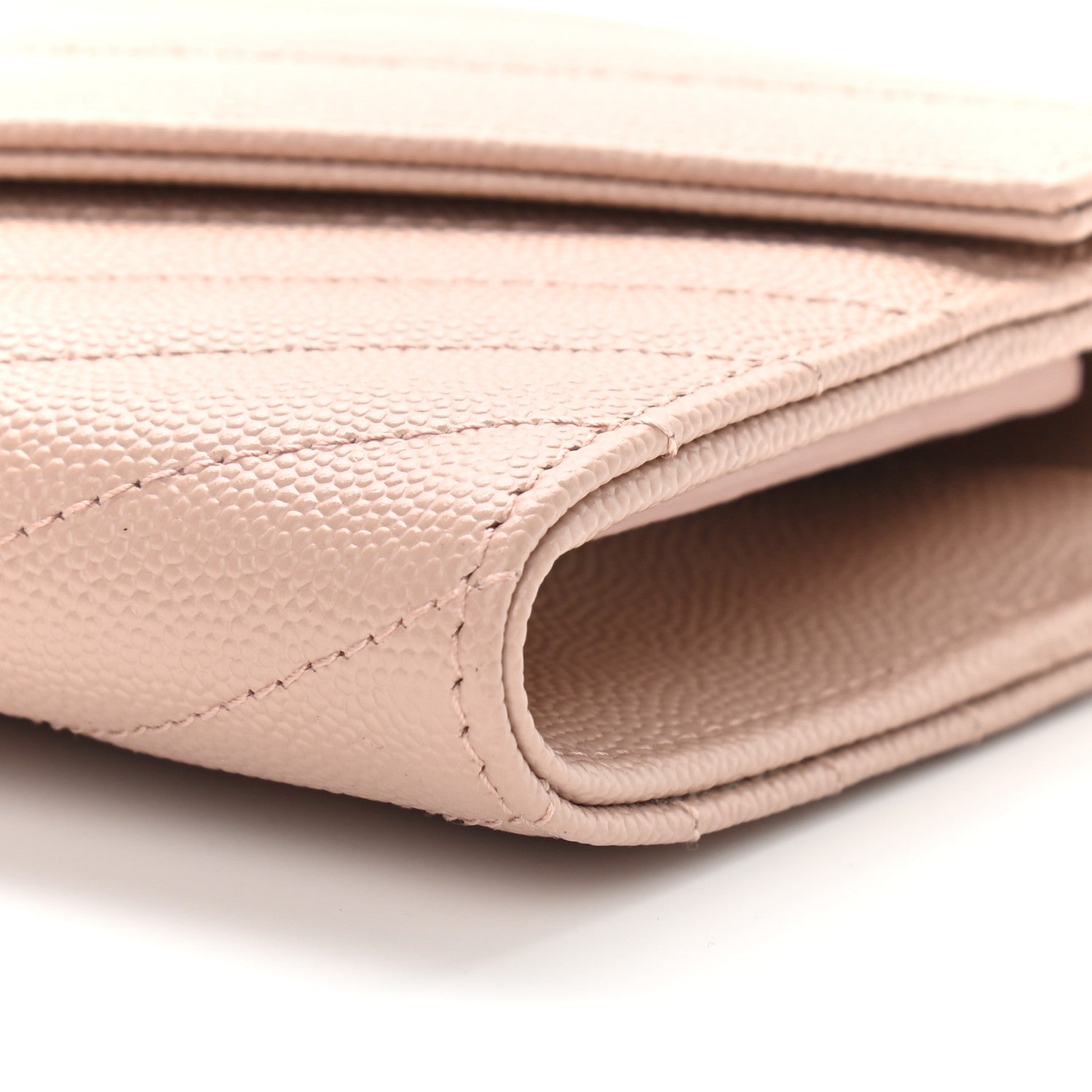 Saint Laurent Grain De Poudre Matelasse Chevron Monogram Wallet Pale Pink 10 of 10