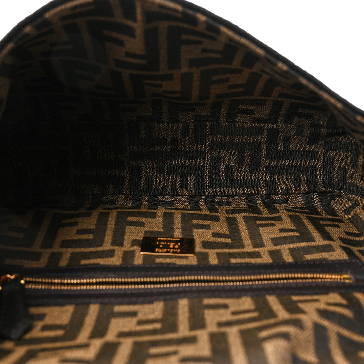 Fendi Fabric Jacquard FF 1974 Medium Baguette Tobacco Moro Black 5 of 9