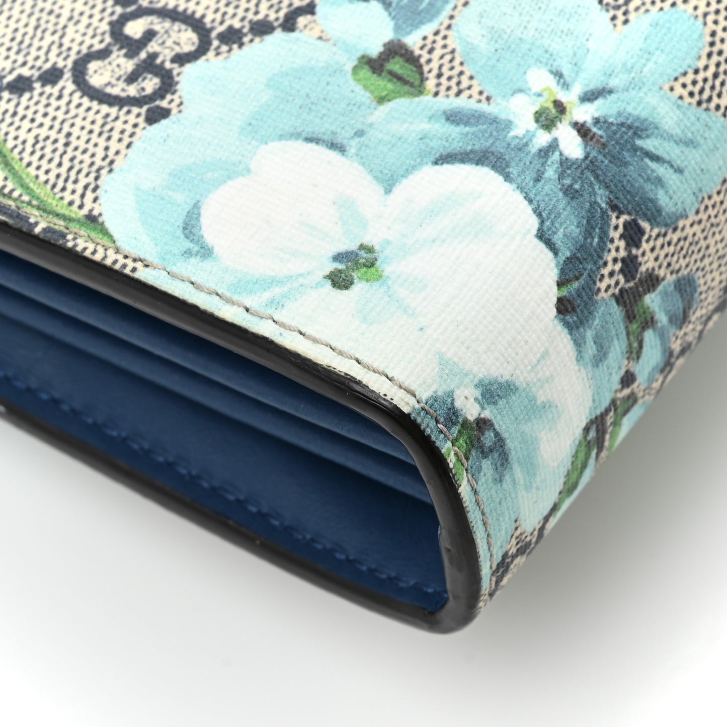 GG Supreme Monogram Blooms Mini Dionysus Chain Wallet Beige Blue Navy Vintage Blue