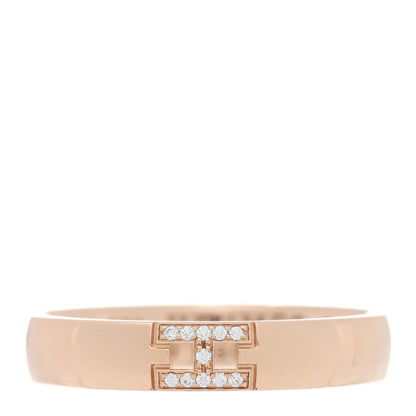 Hermes 18K Rose Gold Diamond Ever Herakles Wedding Band Ring 54 6.75 1 of 5