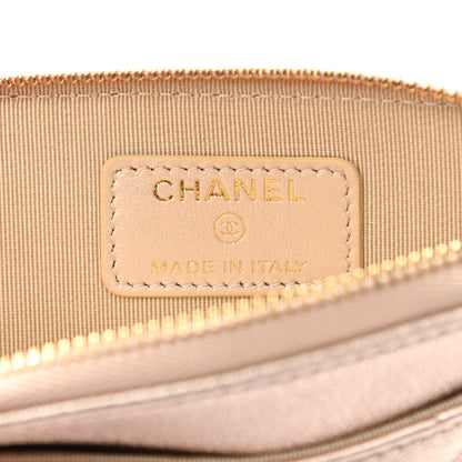 Chanel Metallic Lambskin Quilted Zip Card Holder Wallet Gold 6 of 8