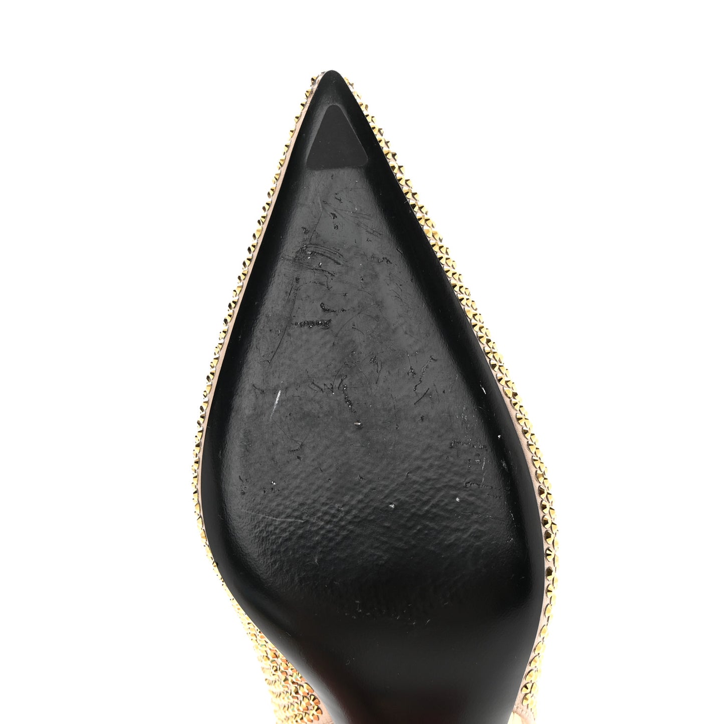 Satin Crystal Triangle Logo 85mm Slingback Pumps 39 Platino