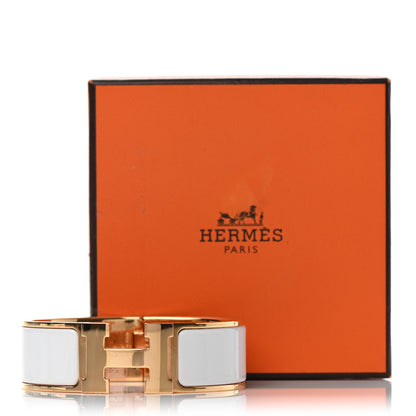 Hermes Enamel Wide Clic Clac H Bracelet GM White 5 of 5