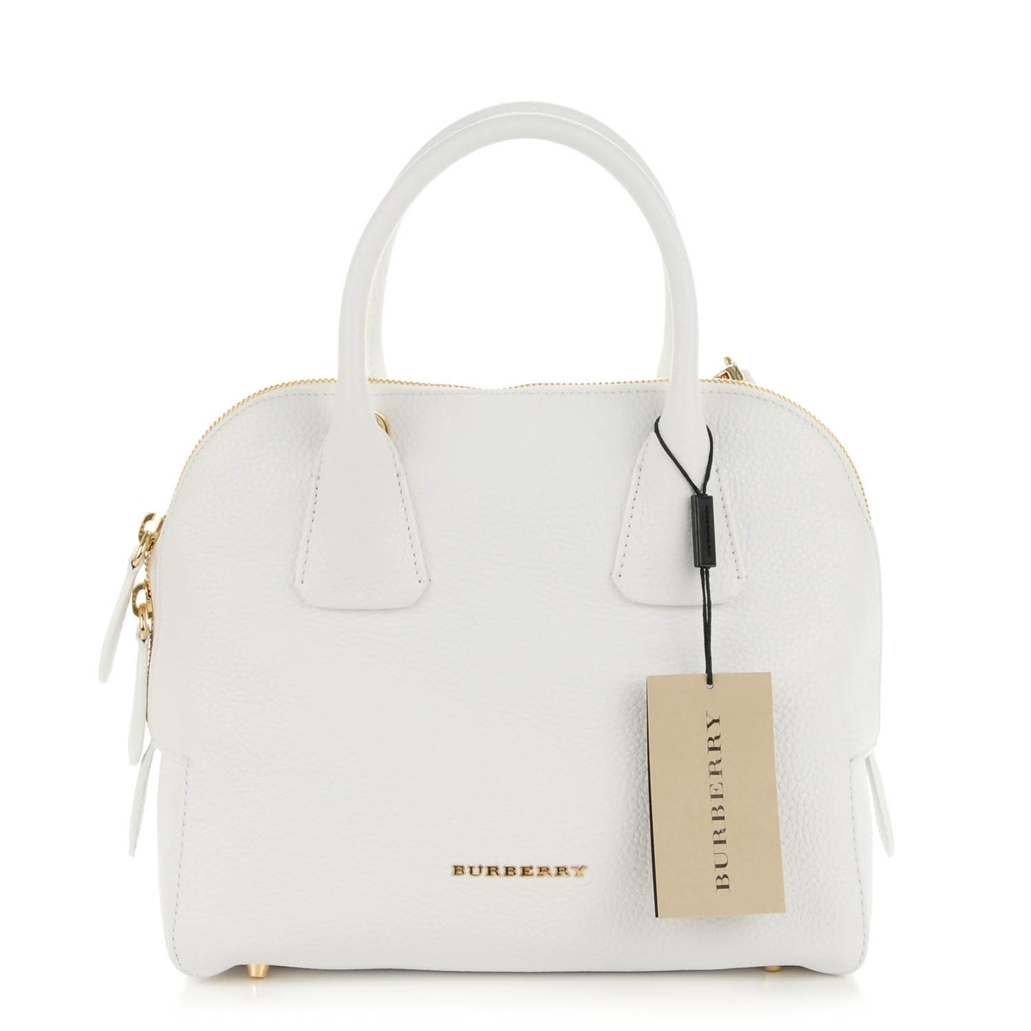 London Grainy Calfskin Small Greenwood Bowling Bag White