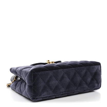 Chanel Velvet Quilted Nano Kelly Shopper Navy 4 of 11
