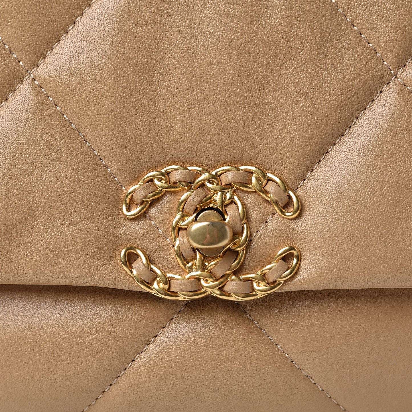 Lambskin Quilted Medium 19 Flap Dark Beige