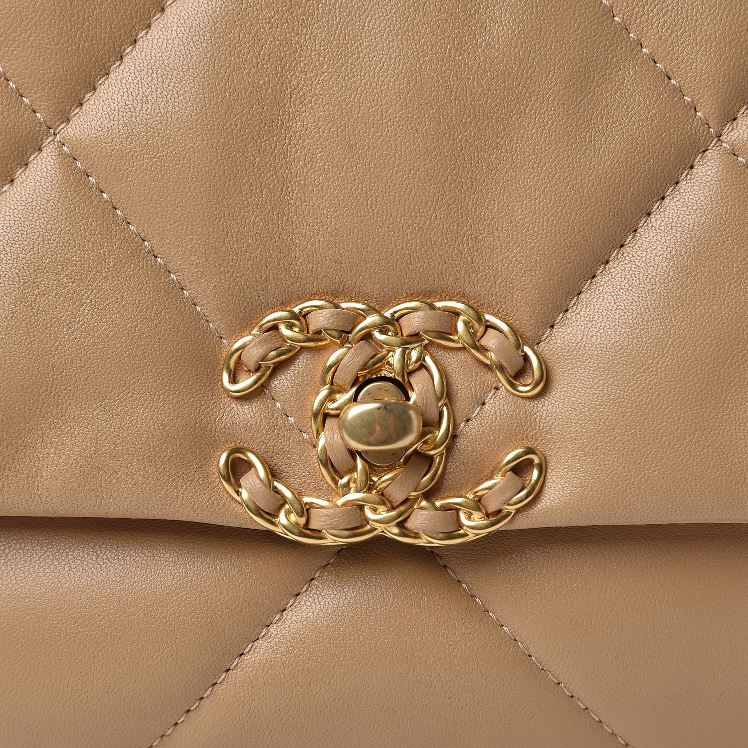 Chanel Lambskin Quilted Medium 19 Flap Dark Beige 8 of 10