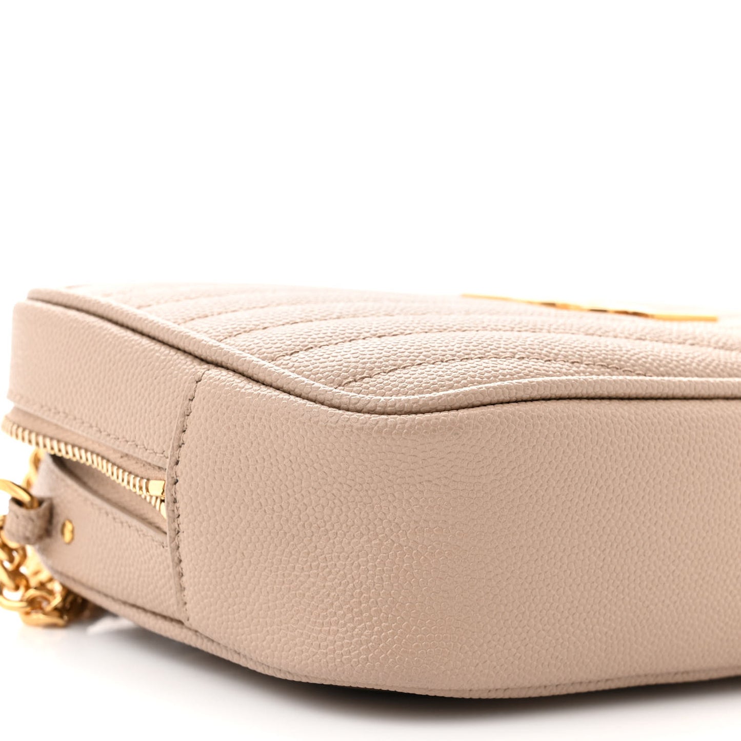 SAINT LAURENT Grain De Poudre Matelasse Monogram Mini Lou Camera Bag Dark Beige