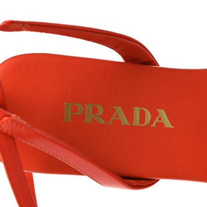 Prada Raffia Crochet Triangle Flat Sandals 36 Arancio 8 of 9