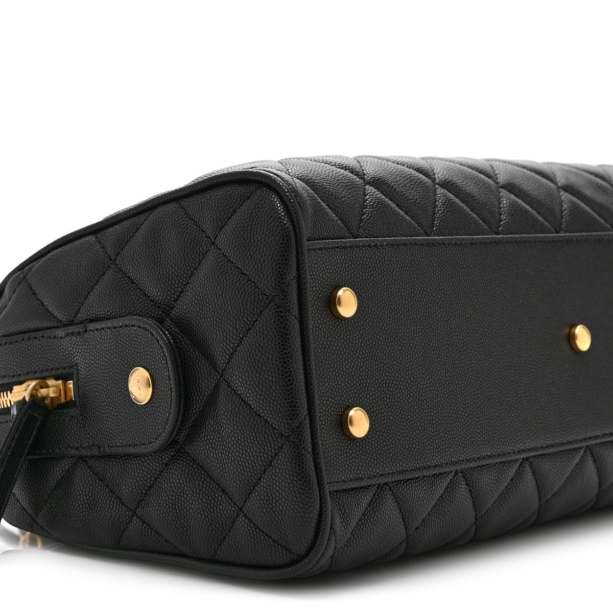 Caviar Quilted Large Bowling Bag Black