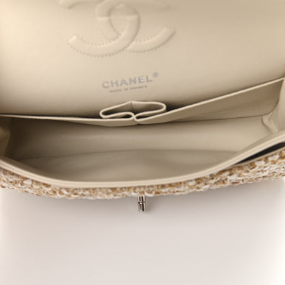 Chanel Tweed Quilted Medium Double Flap Beige Ecru Pink 5 of 11