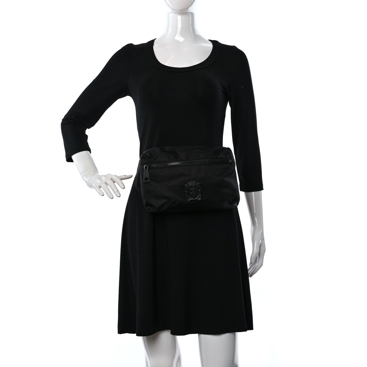 Nylon Palazzo Medusa Belt Bag Black Ruthenium