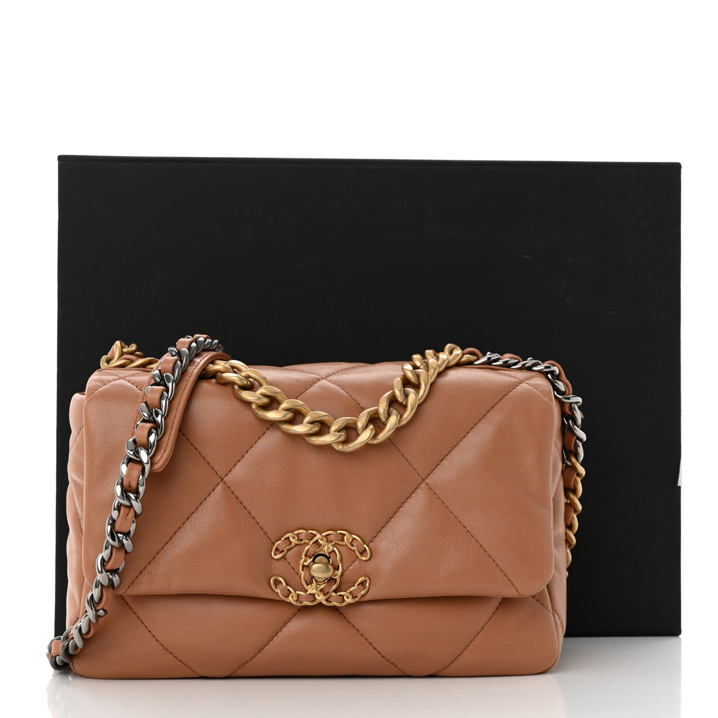 Lambskin Quilted Medium Chanel 19 Flap Brown