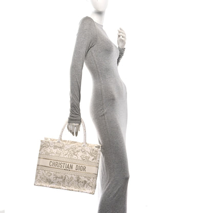 Christian Dior Canvas Embroidered Medium Saint Barth Zodiac Book Tote Gold 2 of 11