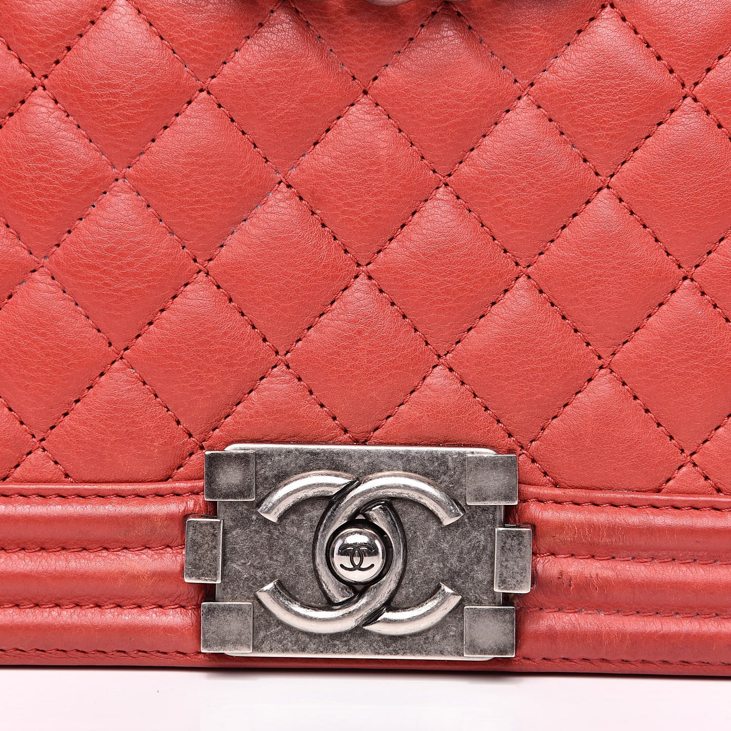Calfskin Quilted Medium Boy Flap Red