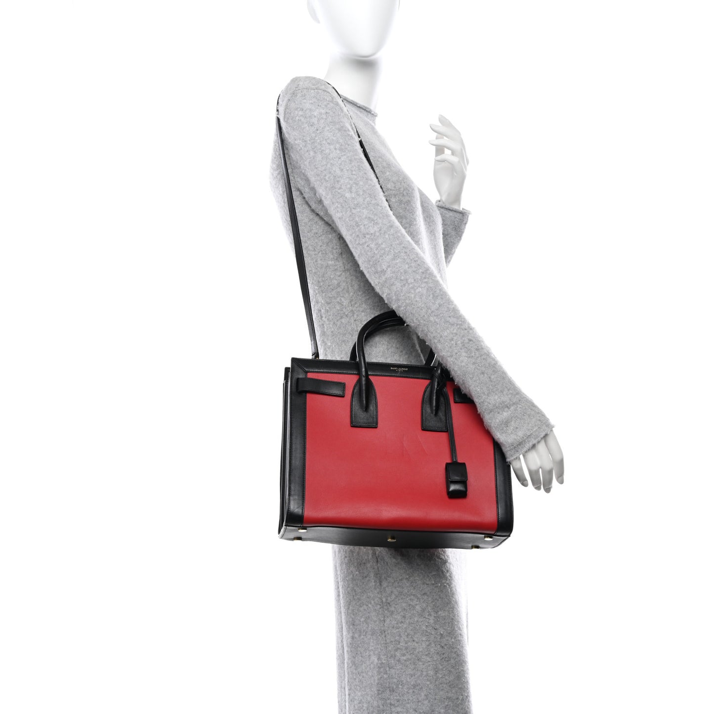 SAINT LAURENT Calfskin Bi-Color Nano Sac De Jour Red Black